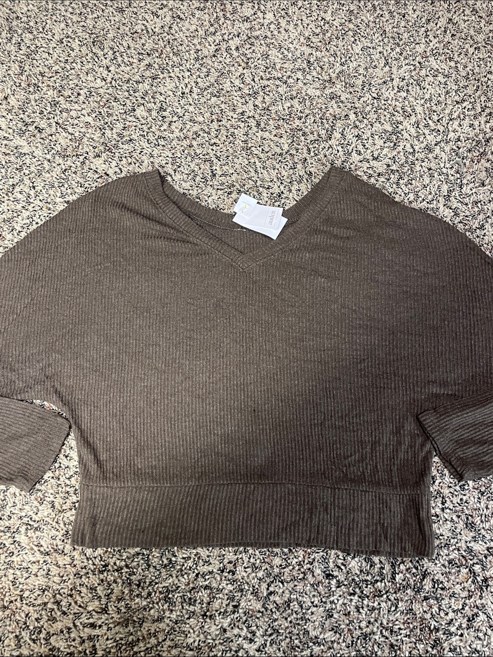 Auden Ribbed V-Neck Lounge Top - Dark Brown XS NWT